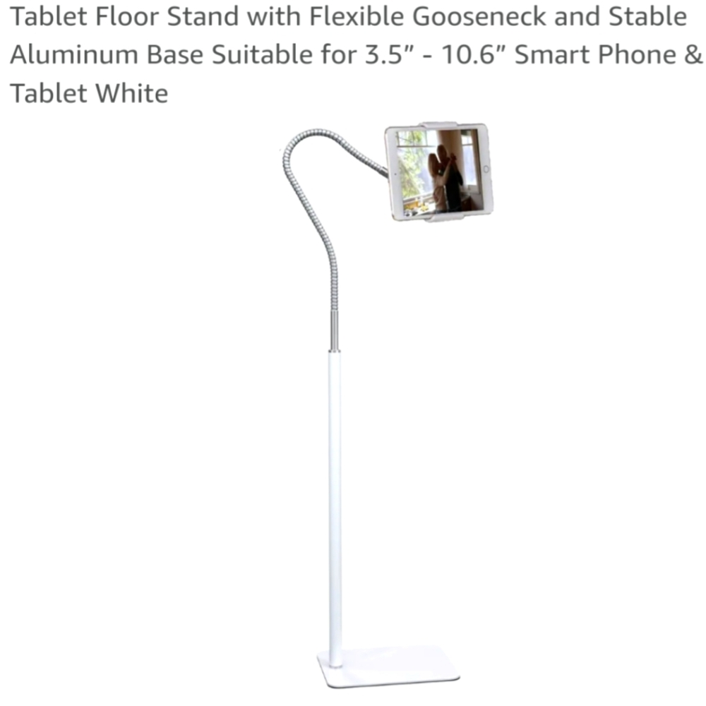 Creatop Tablet Floor Stand with Flexible Gooseneck and Stable Aluminum Base
